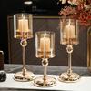 1PC Metal Glass Candlesticks Dinner Photo Props Candle Holder Dating Atmosphere Decor Candlelight For Centerpiece European