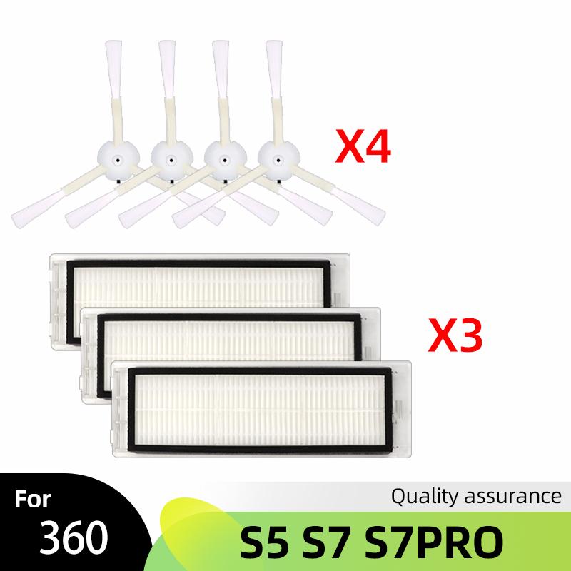Spare Main Side Brush Mop Cloth Wipe Hepa Water Filter for Qihoo 360 S5 / S7 Pro Robot Vacuum Cleaner Cleaning Accessories