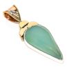 Natural Aqua Chalcedony Two Tone 925 Solid Sterling Silver Pendant 2.0" D1U90