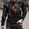 Tiger 3d Print, Men's Graphic Long Sleeve T-shirt, Casual Comfy Tees For Autumn, Mens Clothing