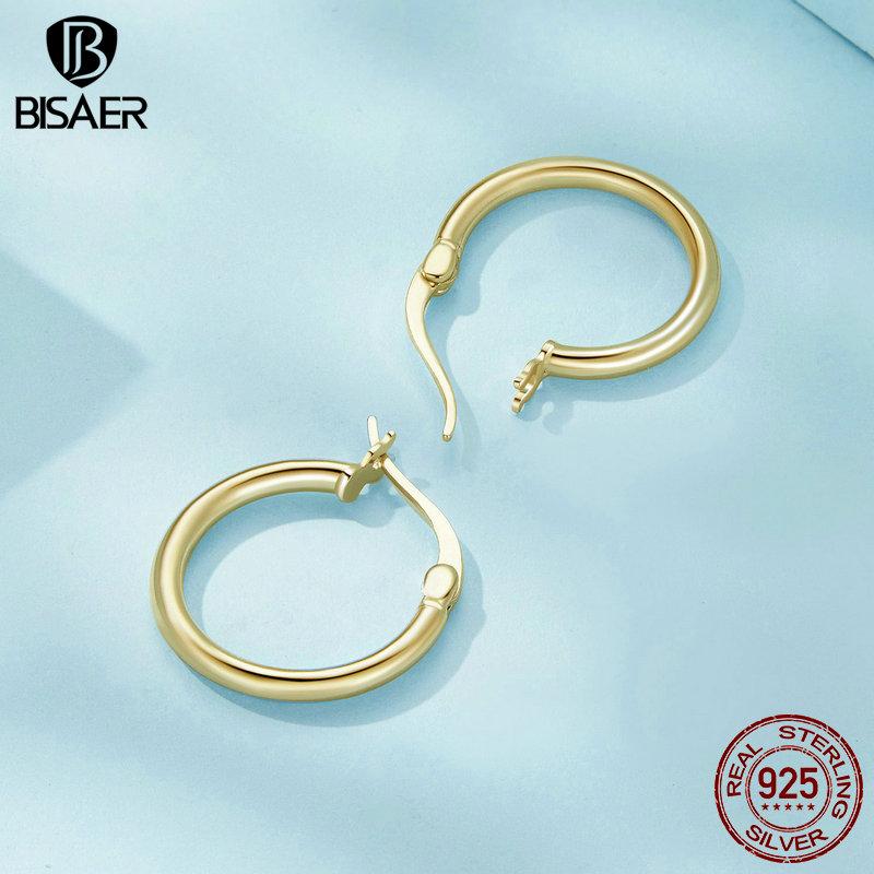 Bisaer Легкие серьги-кольца из стерлингового серебра 925 пробы, гипоаллергенные женские серьги-кольца с платиновым покрытием 14–24 мм