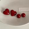 Wine Red Retro Hong Kong Style Heart Earrings - Sweet, Simple, Fashionable, All-Match.