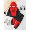 Boys Winter 2-Piece Hooded Sweatshirt Set With Cartoon Print Long Pants Casual Outfit Kids 8 Years