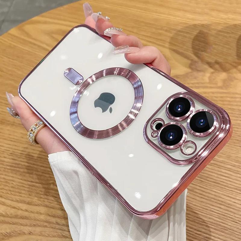 Для iPhone 16 15 Pro Max Роскошный беспроводной зарядный чехол Magsafe для iPhone 14 Plus 13 12 11 Pro Max Мягкий силиконовый прозрачный чехол