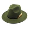 Leaf Decoration Fedora Hat Large Brimmed British Vintage Hats Woolen Hats  Autumn and Winter