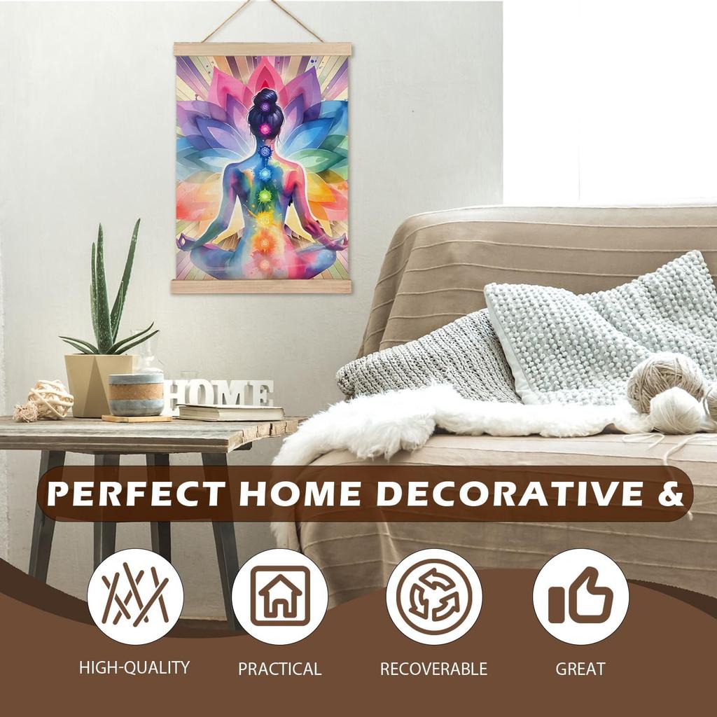 LZYRF Seven Chakra Yoga Meditation Zen Wall Art Poster Framed, Colorful Mandala Hippie Chakra Spiritual Canvas Prints Wall Decor for Home Yoga