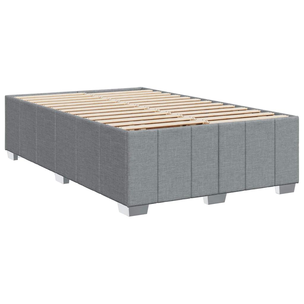LED Boxspring Bed with Mattress Light Gray 120 x 190 cm Fabric