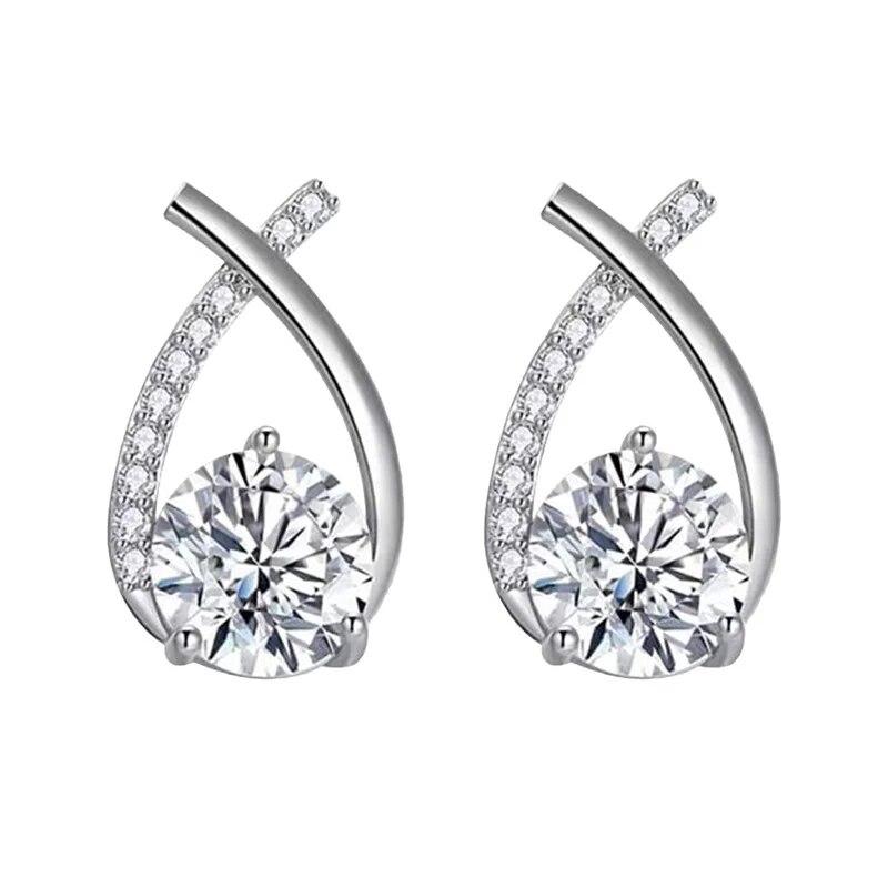 Модные серьги-гвоздики с крестом для женщин и девочек, корейский стиль, элегантные ювелирные изделия из циркона, серьги-кольца «рыбий хвост», женские кулон-манжеты, ювелирные изделия для свадебной вечеринки, серьги, подарки