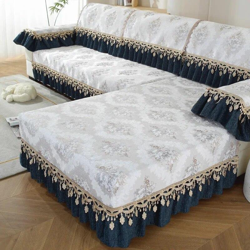 Lacehem-style Sofa Cover High-end Luxury Four Seasons General-purpose Sofa Cushion Cover Non-slip Fabric Skirt Swing Sofa Film