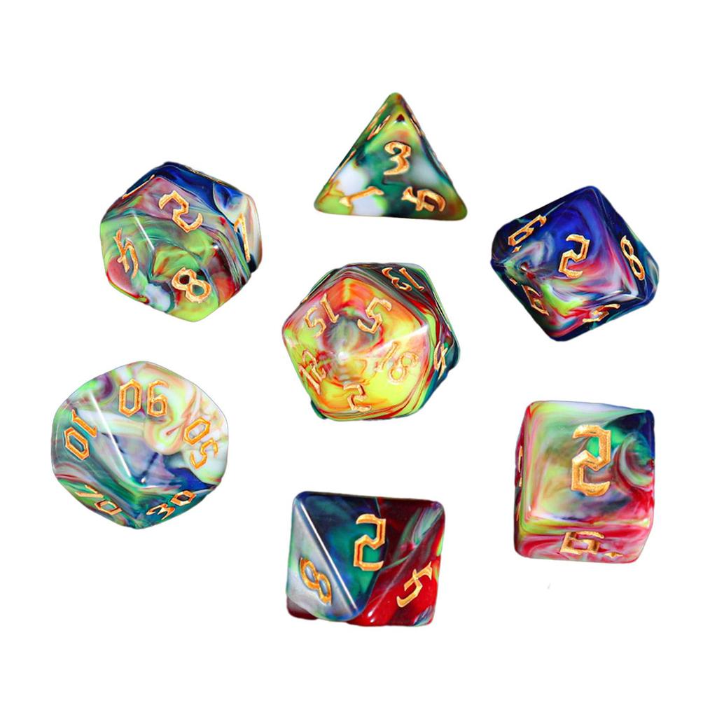 7 Pieces D4 D8 D10 D12 D20 Dices Bar Toys Board Game Acrylic Dices Polyhedral Dices Set for Card Games Math Teaching RPG