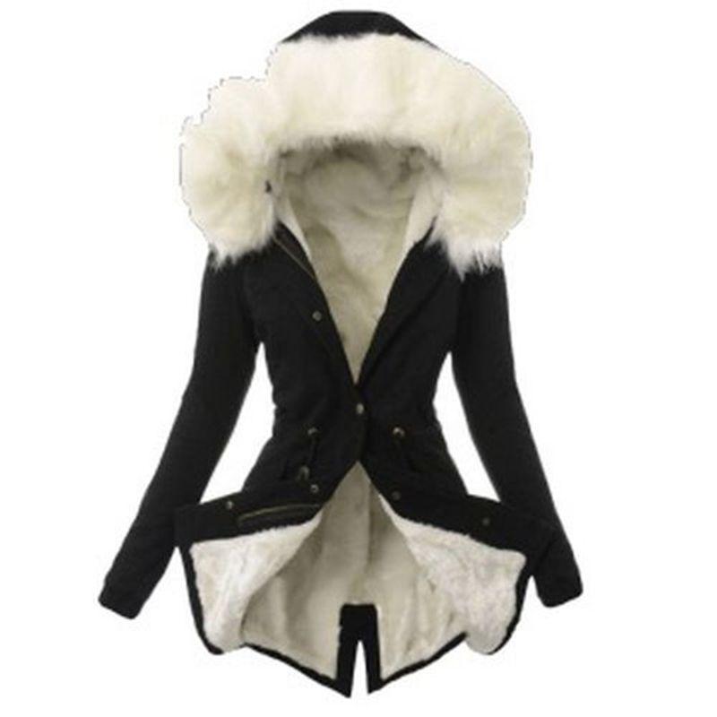 Luxurious Women Faux Fur Collar Hooded Parka Jacket For A Warm Winter