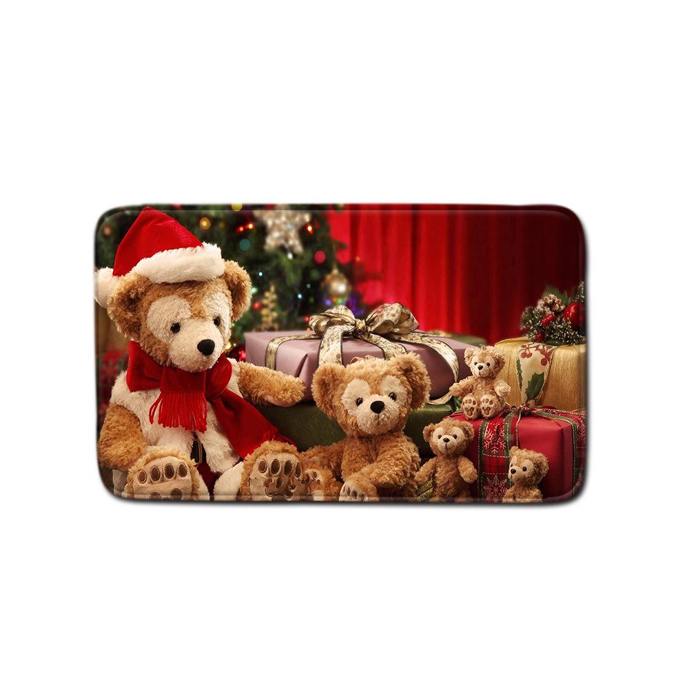 Christmas Shower Curtain Floor Mat Combination Four-Piece Set Bathroom Toilet Carpet Shower Room Mat Foot Mat