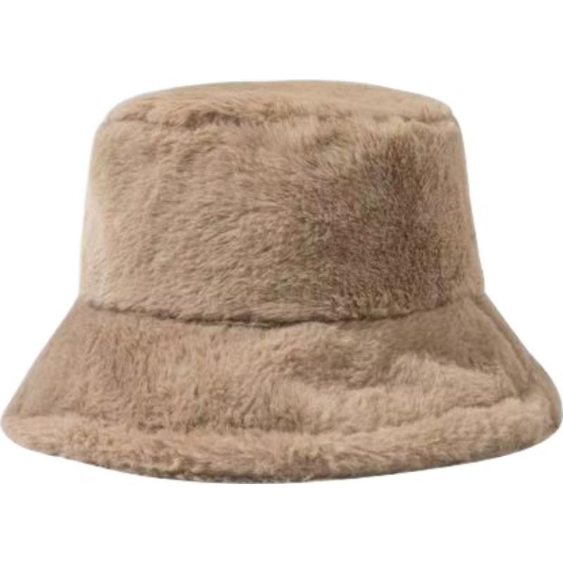 Faux Fur Winter Bucket Hat for Women Girls Fuzzy Soft Warm Hat Women's Furry Rave Fisherman Cap for Casual Trips Sports Skiing