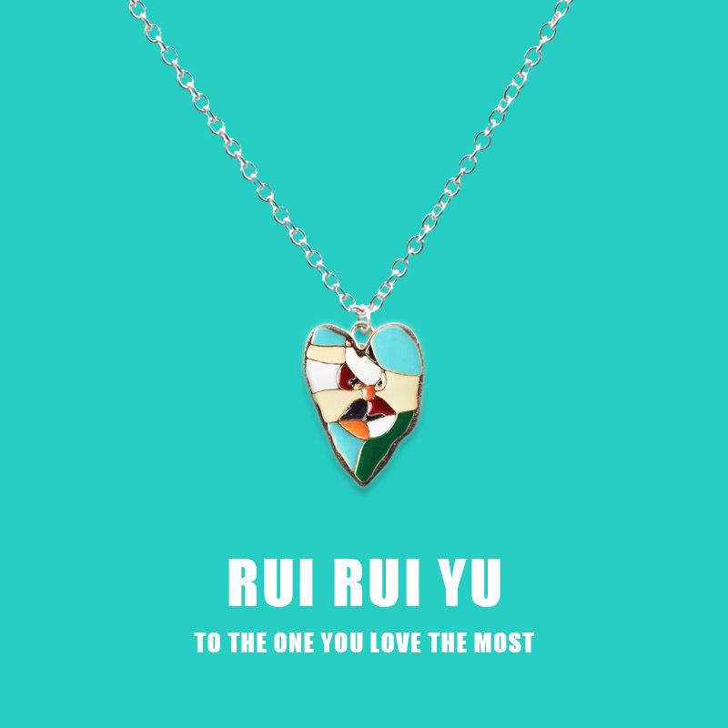 RUI RUI YU асимметричное ожерелье в форме сердца для лица, ожерелье с подвеской для женщин и мужчин, подруга, пара, любовник, ювелирные изделия, подарок
