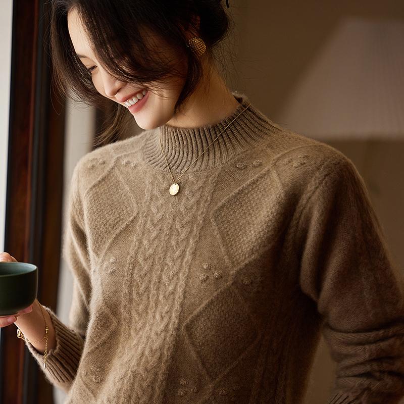 Женский кашемировый свитер Qinghe Cashmere 30% кашемир 70% шерсть Осень и Зима Пуловер Теплый и Модный