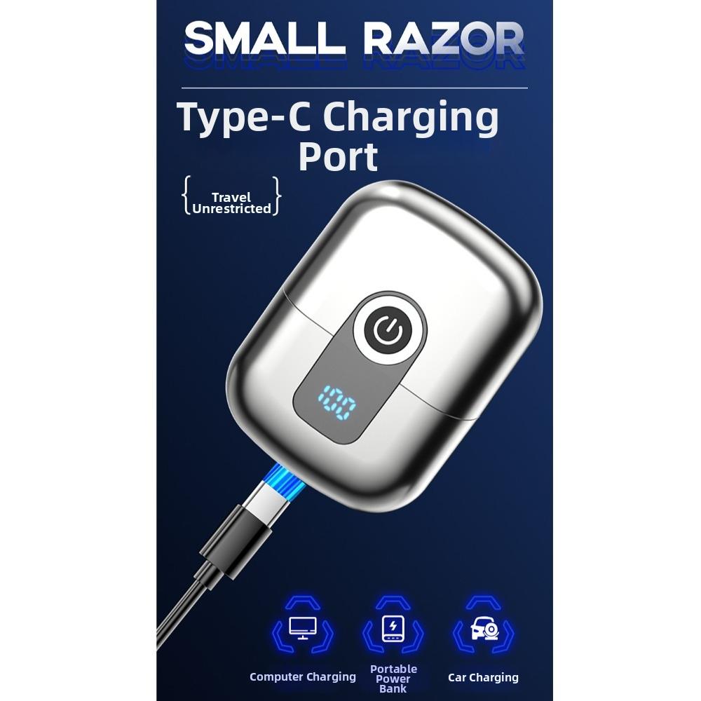Double Head Mini Electric Shaver Magnetic Floating Men's Beard Trimmer Travel Use