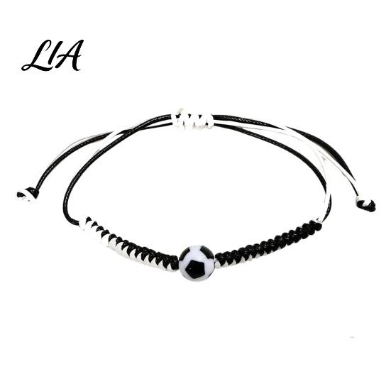 Stylish Cord Bracelet for Fans Sports Themed Braided Bracelet, Adjustable Hand Woven Rope Wristband with Trendy Enthusiast Accessory Ball Charms,