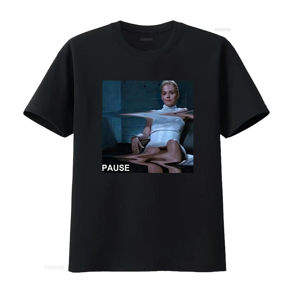Funny Basic Instinct Sharon Stone Pause Legs Scene Movie Fan T Shirt vintage Washed Breathable Casual designer clothes