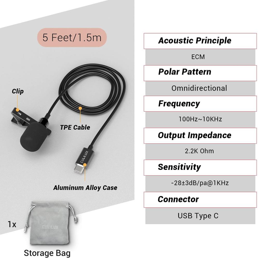 Cubilux Type-C Microphone iPhone iPad Android CM-TC01