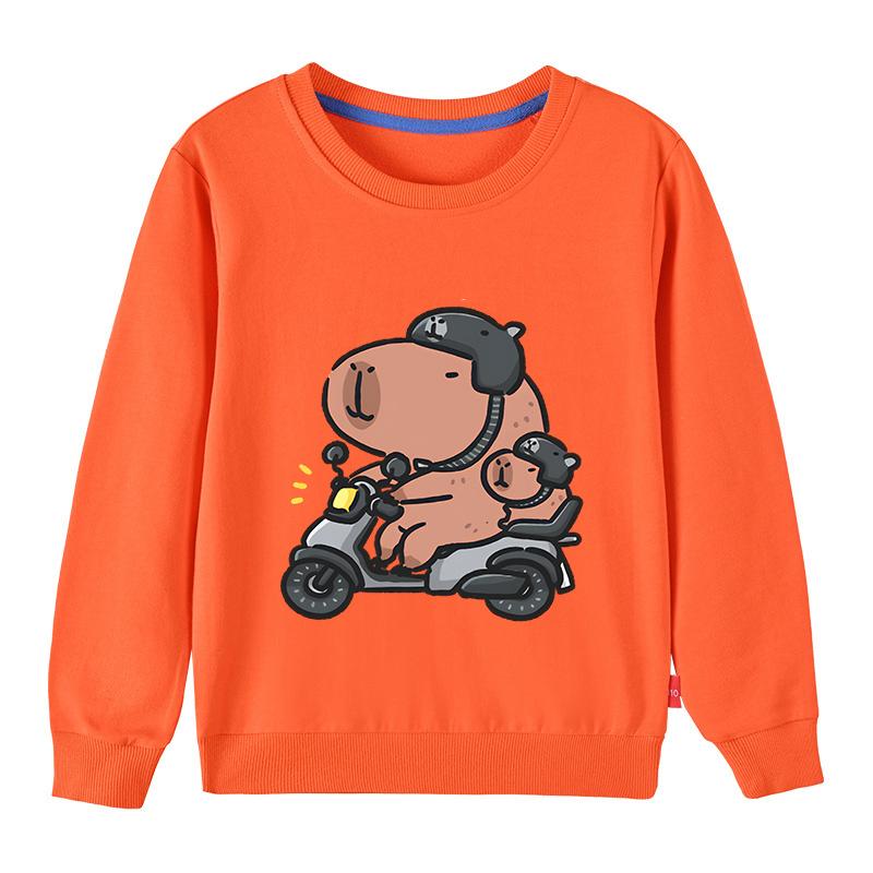 Children's Clothing Kawaii Cartoon Capybara Print Long Sleeve T-shirt Animal Capibara Sport Shirts Kids Cotton Sweatshirt