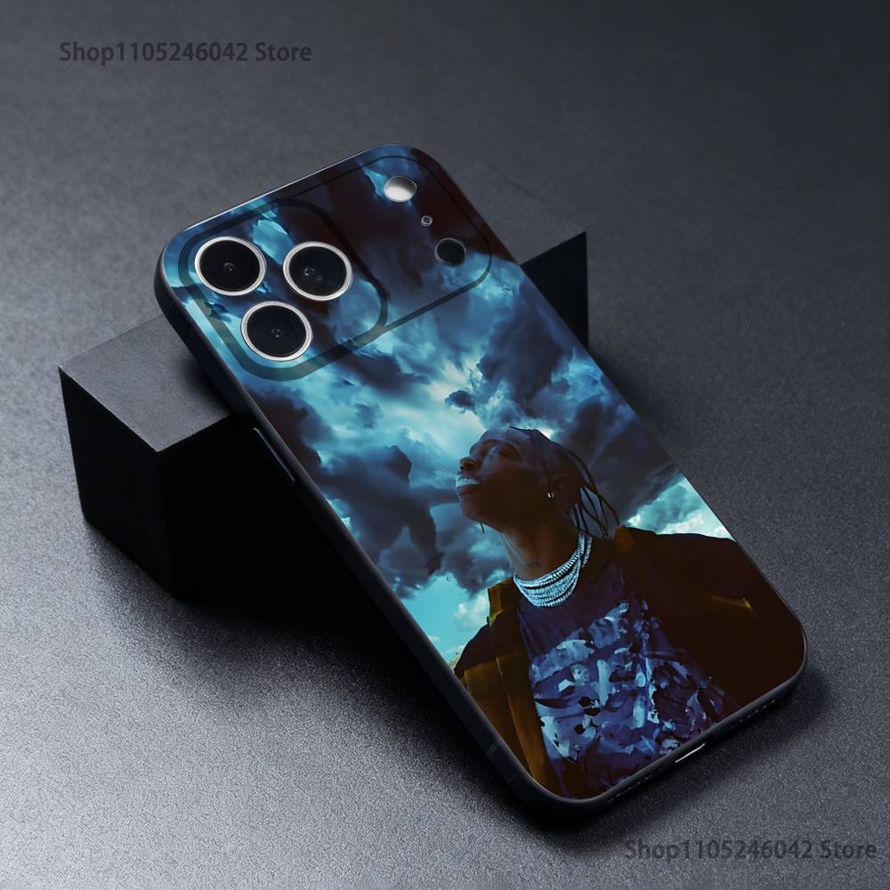 C-Cactus J-Jack Трэвис Скотт Черный Мягкий Чехол для Телефона Для iPhone 17,16,15,14,13,12,11,Pro,Max,Plus