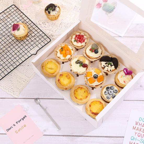 Упаковочная коробка для кексов, 6 шт., со вставкой, 12 слотов, прозрачное окно, пекарня, кексы, кексы, выпечка, десерт, бумажный контейнер, набор коробок для переноски