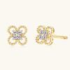 Silvere Glam Super Fairy 10k Gold Four-leaf Clover Moissanite Stud Earrings, Fresh And Elegant Earrings