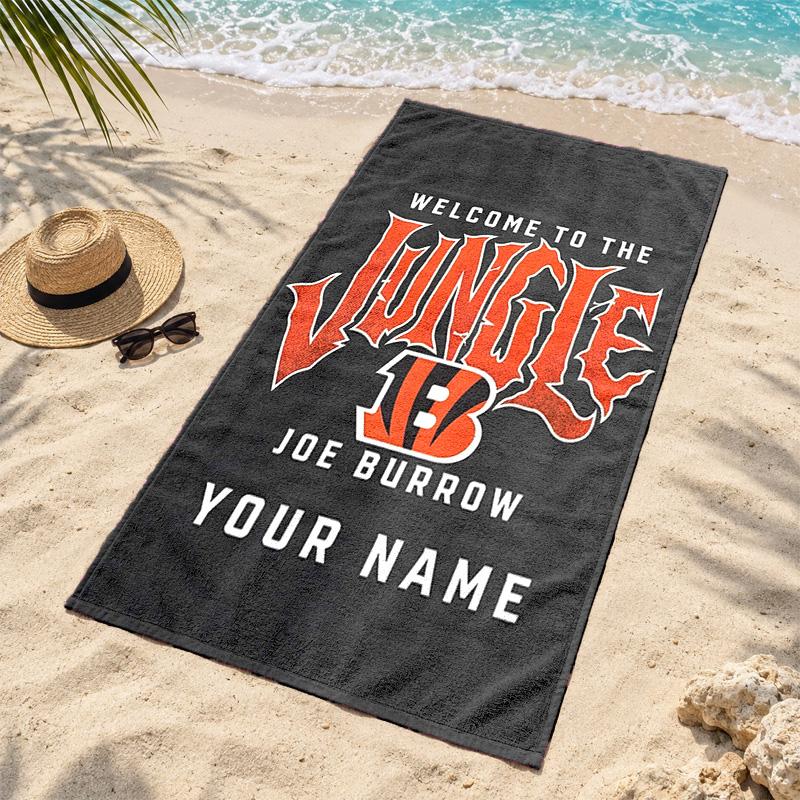 Cincinnati Bengals Custom Name Beach towels also serve as bath towels summer essential a musthave for the outdoors the beach and the pool