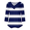 Womens 3/4 Sleeve Daily Weekend V Neck Casual Printed Tshirts Loose Fit Pleated Tees Ladies Blouse
