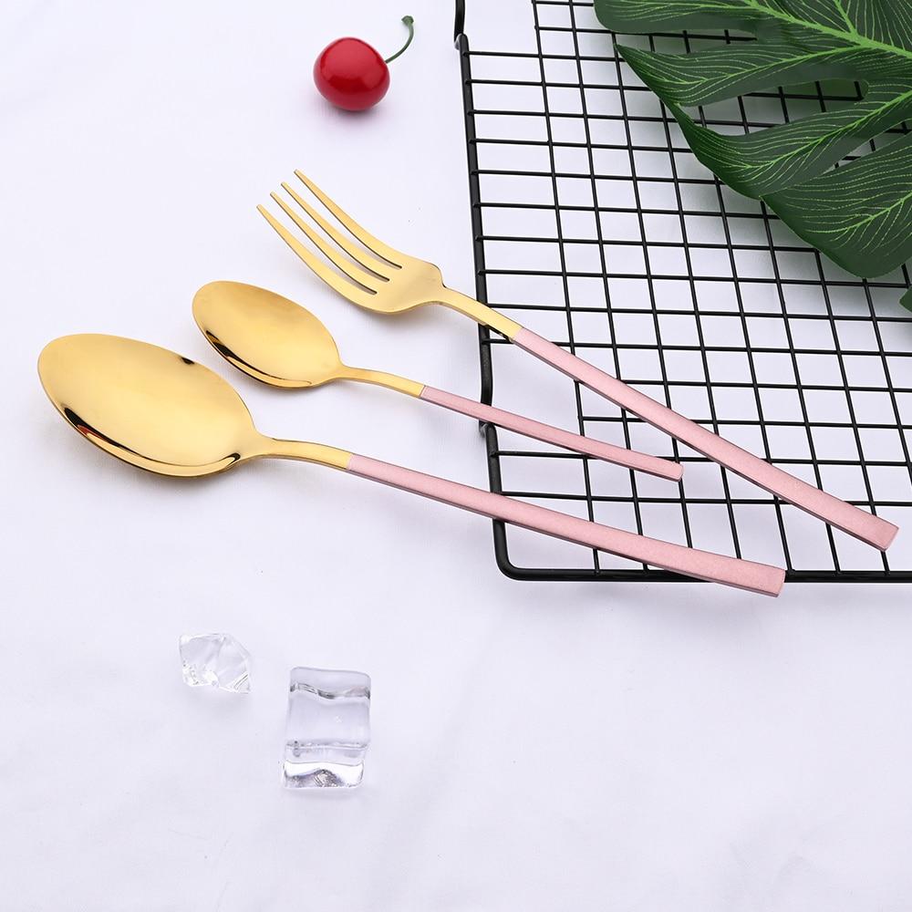 36 шт./6 компл., набор столовых приборов мятного золота, зеркало, столовые приборы из нержавеющей стали, нож, десертная вилка, чайная ложка, столовая посуда, кухонная посуда для ресторана