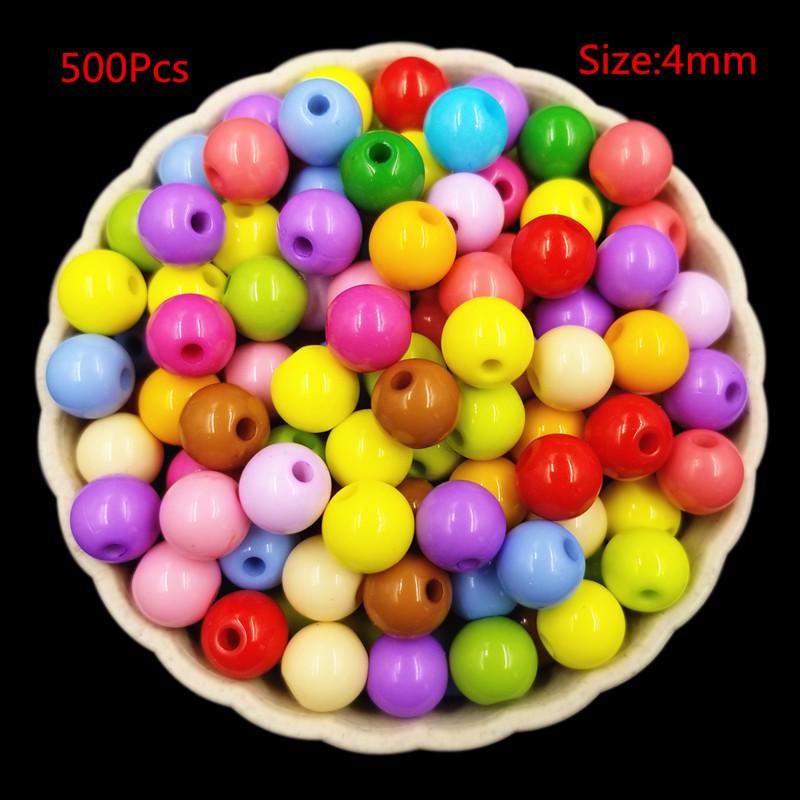 Home Party Supplies Findings DIY Crafts Handmade Material Jewelry Accessories Acrylic Loose Beads 500PCS Soild Color 4mm For Jewelry Making