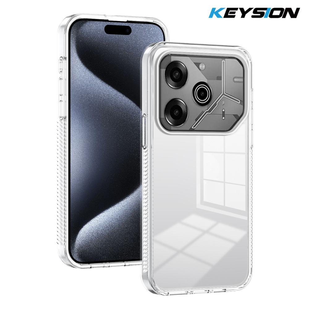 KEYSION Прозрачный чехол для TECNO Pova 6 Pro 5G Мягкий ТПУ+ПК Нескользящий HD Прозрачный Ударопрочный Задняя крышка для телефона для Tecno Pova 6 Pro