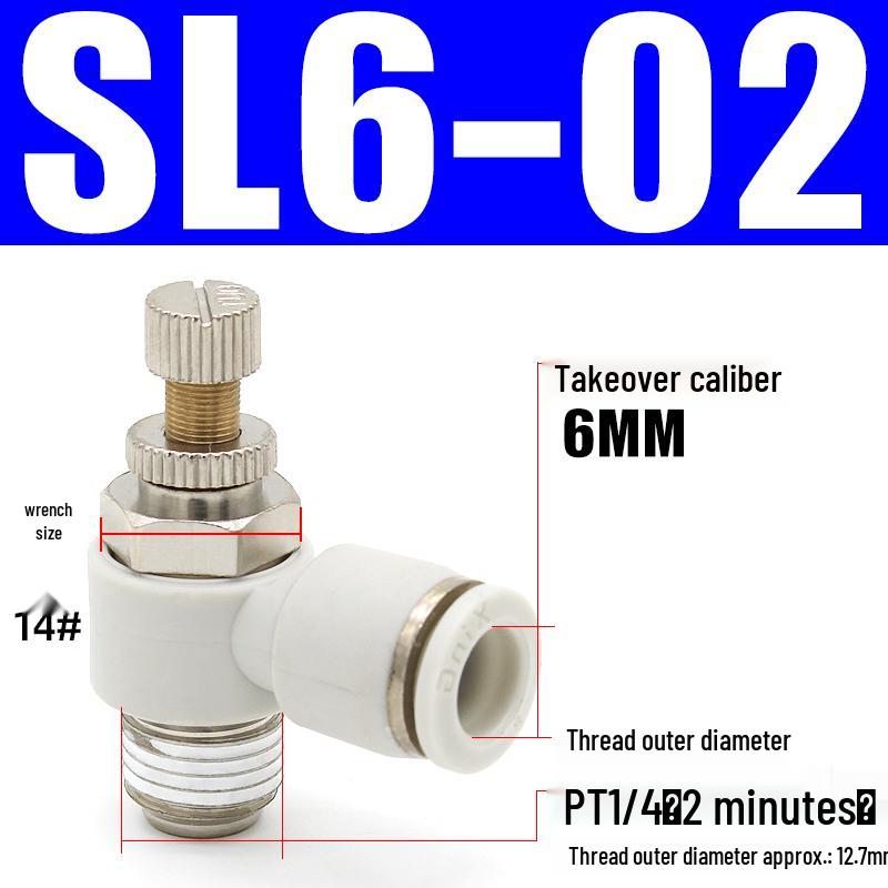 8mm Pneumatic Cylinder Throttle, SL8-02 Adjustable Air Hose Valve Connector, SL4-M5 Air Adjustment.