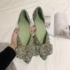 Fashion Pearl Flats Party Spring Summer Pointed Toe Slip On Sexy Lady Loafers Sandals Rhinestones Women Flat Heel Crystal Shoes
