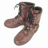 Military Leather Lace Up Boots Women 23 Red Brown(USED)