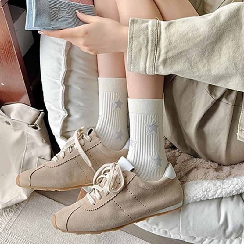 Японские Корейские Женские Хлопковые Носки Harajuku Эстетика Звездный Узор Весна Осень Средняя Длина до Икры Чулки