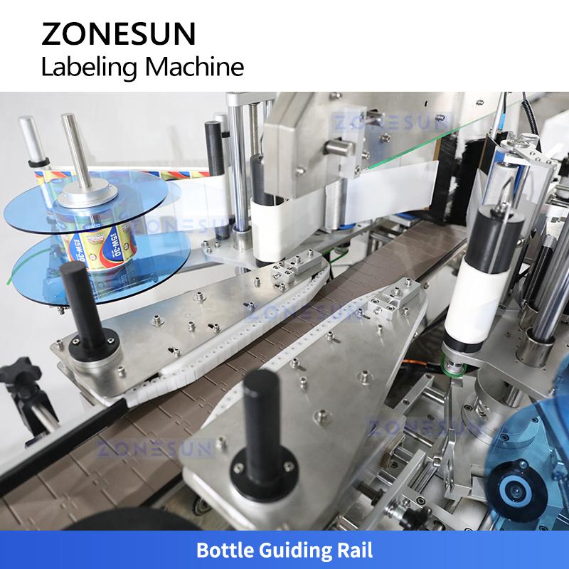 ZONESUN ZS-TB300N Automatic Round Flat Bottle Labeler Single Double Side Labeling Wrap Around Labeler for Juice Beverage