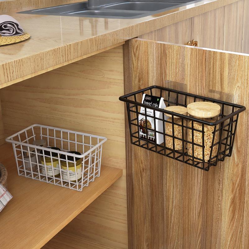 Корзины для хранения металлических вещей без перфорации, железные кухонные стеллажи для хранения приправ, туалетные принадлежности для дома, организуйте корзины для хранения