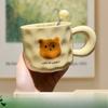 Birthday Gift Cute Little Bear Ceramic Cup for Boys and Girls Drinking Water Cup with Lid Spoon Couple Cup