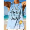 Summer Round Neck 3D Palm Leaf Printed Top Fashionable Casual Hawaiian Beach Sleeveless Vest Men's T-shirts