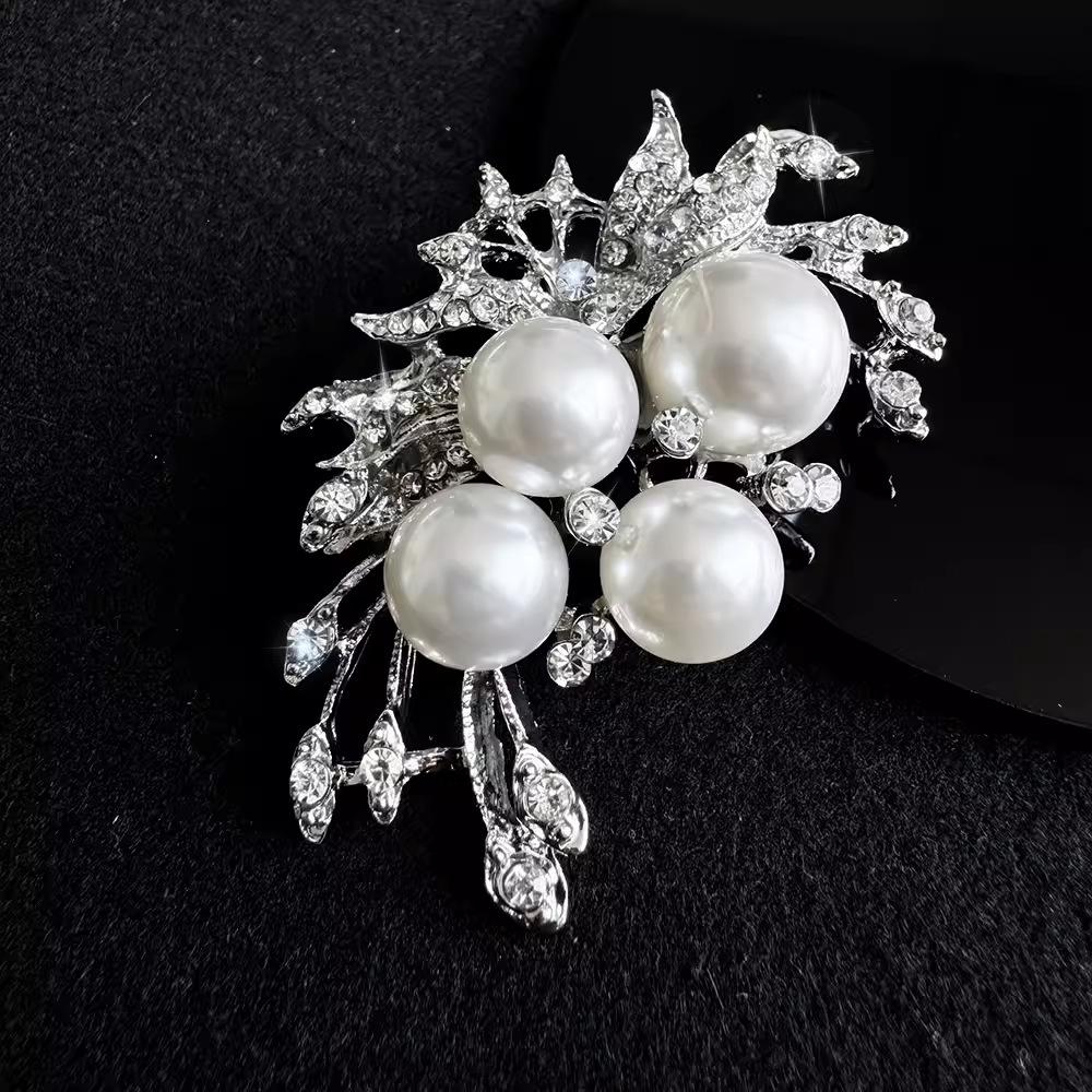 Броши из высококачественного сплава с бриллиантами и жемчугом, аксессуары для одежды, корсажи, булавки