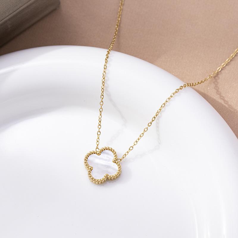 Изысканное ожерелье с четырьмя листами клевера, титановое стальное ожерелье, цепочка на ключицу, роскошное ожерелье премиум-класса Sense Of Light