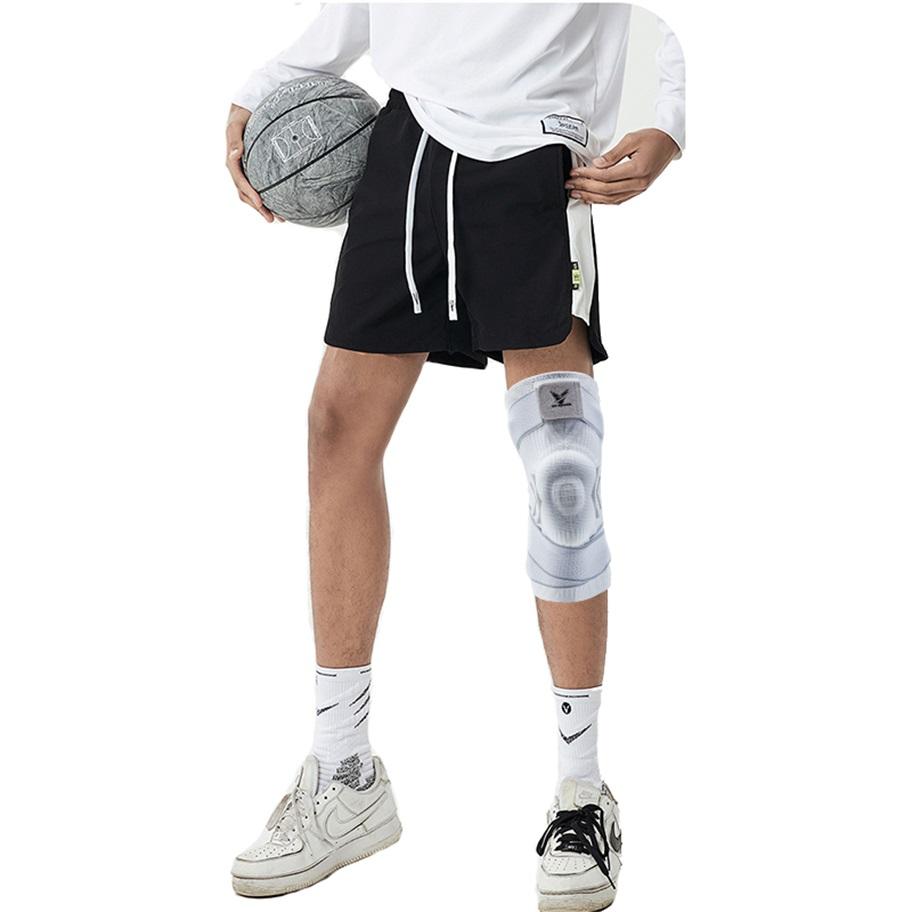 1 шт. комплект мужских компрессионных эластичных спортивных наколенников с длинными ремешками, черно-синие наколенники с силиконом