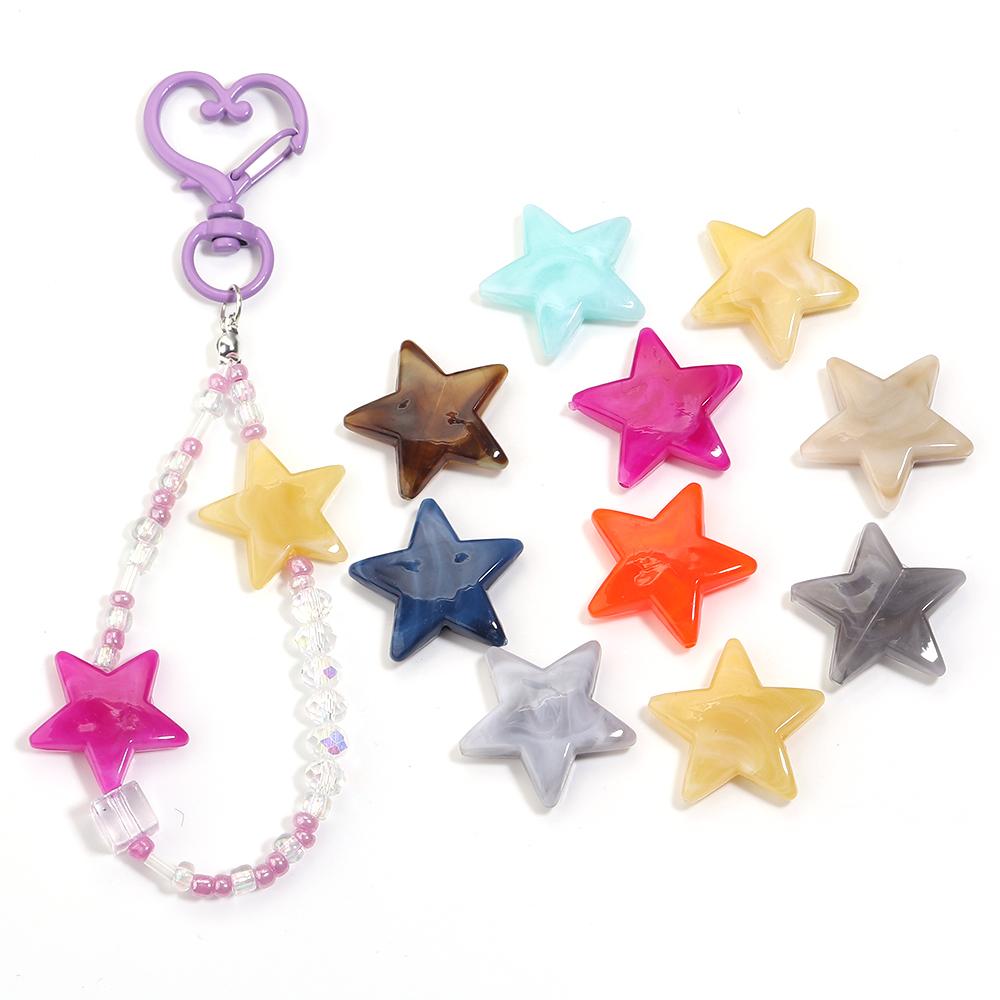50pcs/lot 21mm Dual Color Acrylic Star Beads Loose Spacer Pentagram Beads For DIY Bracelet Phone Chain Jewelry Decor Accessories