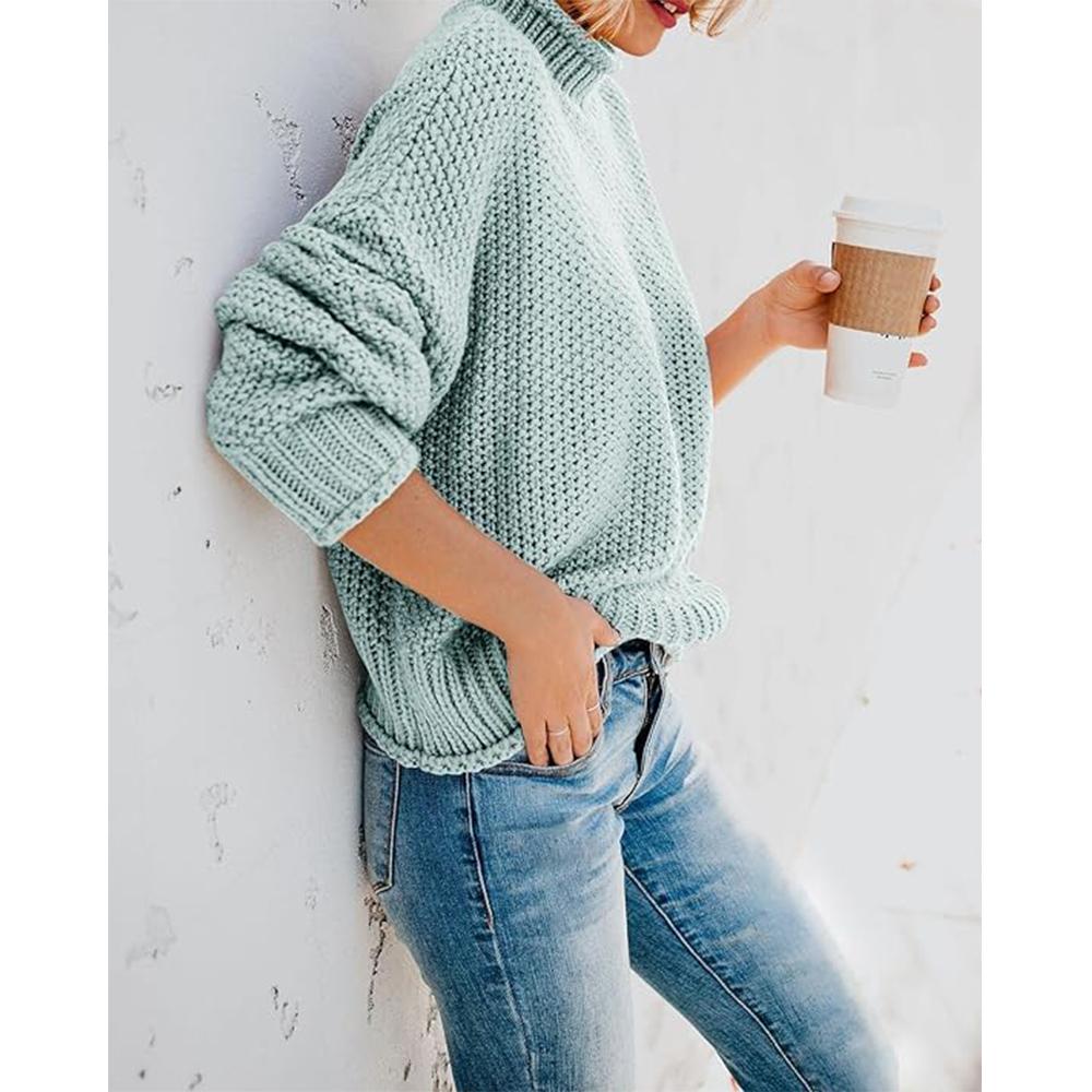 Женские водолазки большого размера, свитера с крыльями летучей мыши, пуловер с длинными рукавами, свободный джемпер массивной вязки