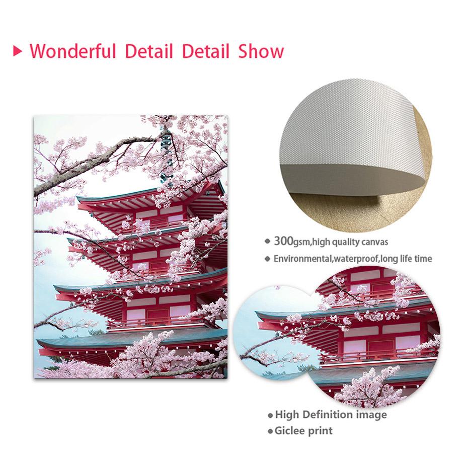Розовая Сакура, башня Фудзи, бабочка, японская настенная живопись, холст, живопись, постеры и принты, настенные панно для декора гостиной