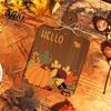 Autumn Harvest Home Decor Hello Fall Wooden Sign, Cutting Board Shape Tabletop Ornament with Thanksgiving Table Decorations Hanging Rope & Stand,