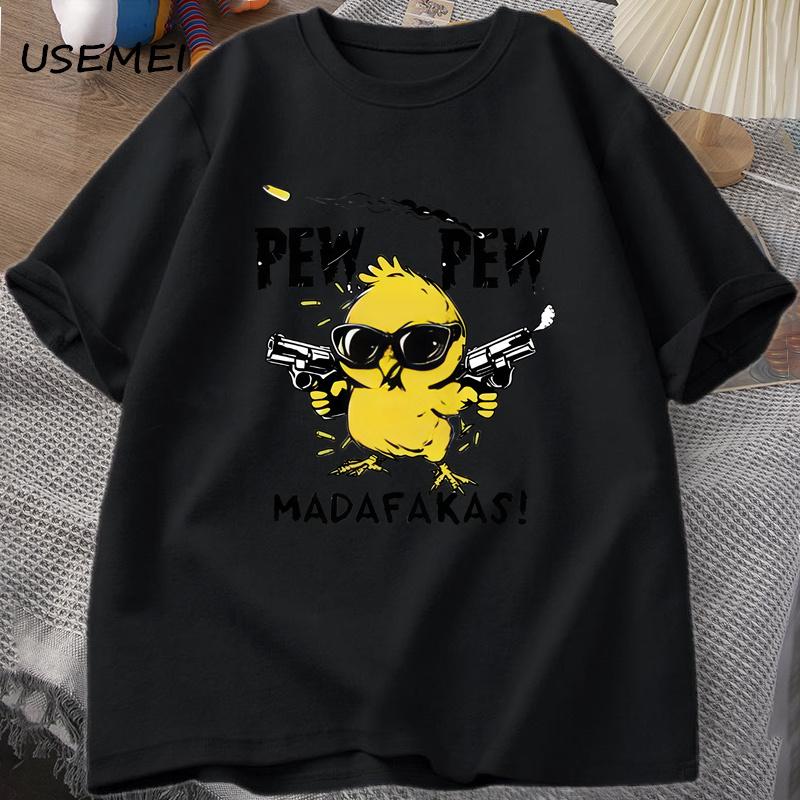 Pew Pew Madafakas Funny Graphic T Shirts Crazy Cat Printed T-shirt Casual Short Sleeve Adult Humor Tee Shirt