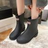 Fashion medium tube rain shoes women's water shoes winter wear rain boots adult velvet soft sole waterproof non-slip women's rubber shoes