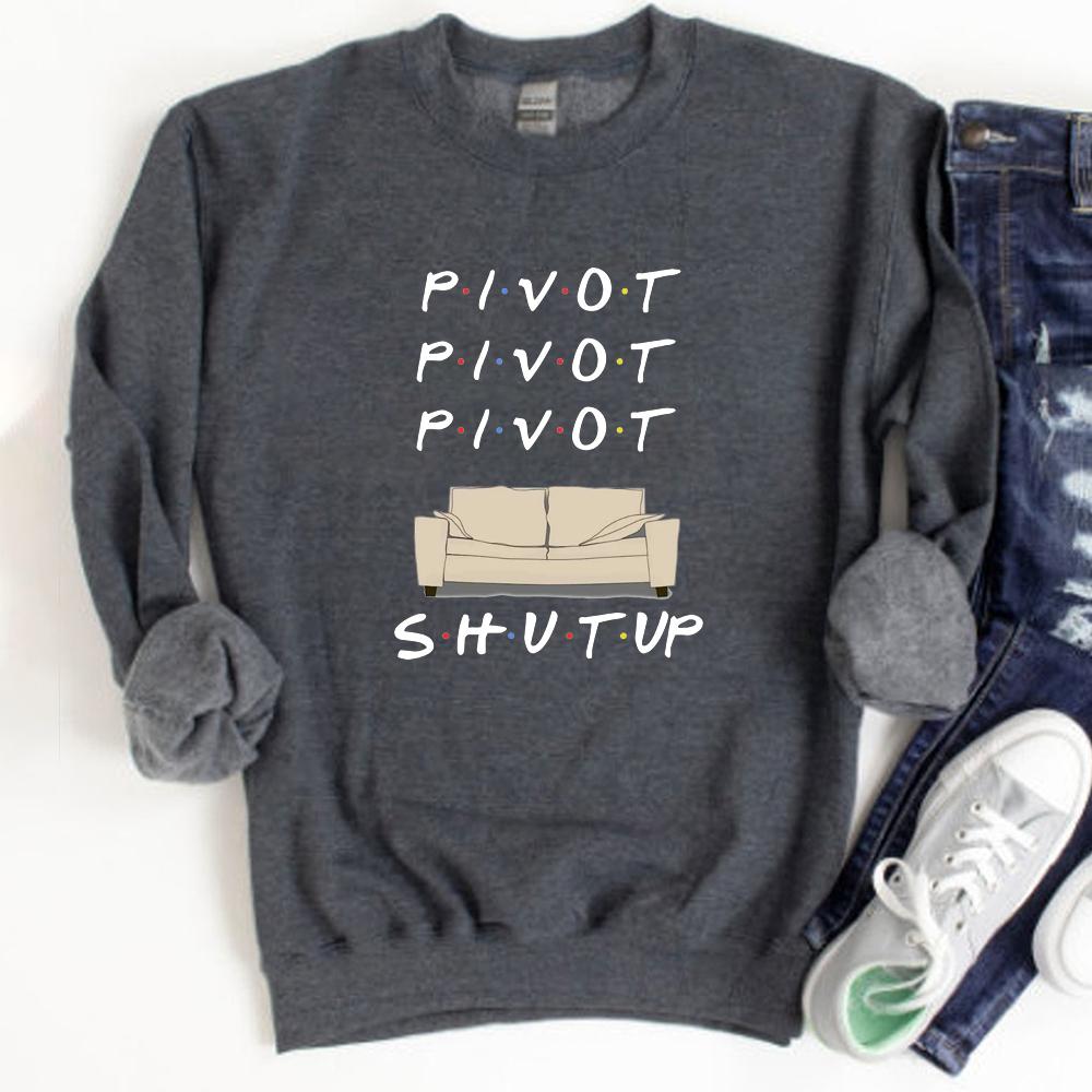 Футболка Pivot Толстовка Friends Толстовка Pivot Shut Up Джемпер из сериала Friends Джемпер Chandler Joey 90-х Ретро-толстовки Friends с круглым вырезом